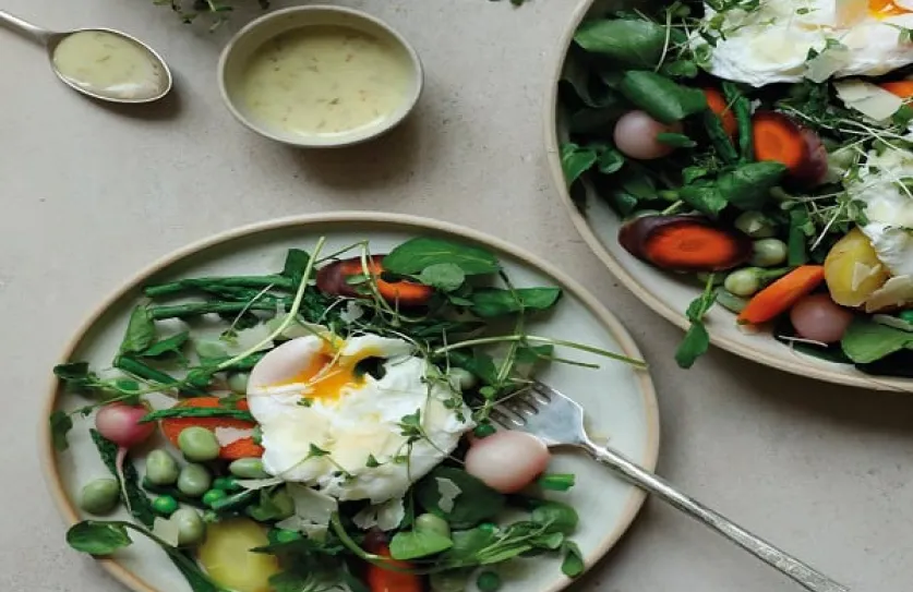 gestoomde voorjaars groente easy salad 