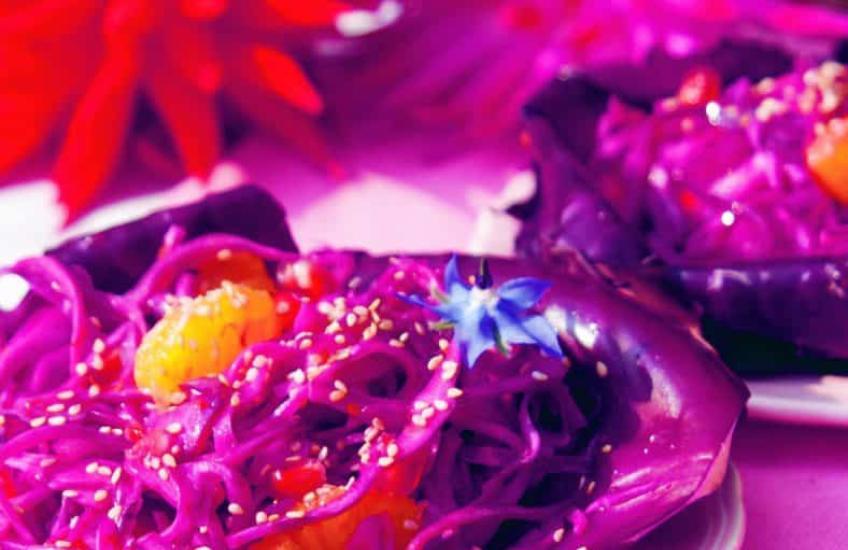 RODE KOOLSALADE MET SINAASAPPEL - De Veldkeuken