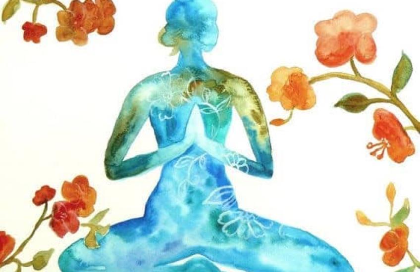 Figuur in lotushouding