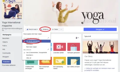 Like de Facebookpagina van Yoga International