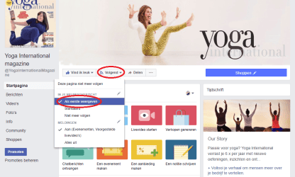 Like de Facebookpagina van Yoga International
